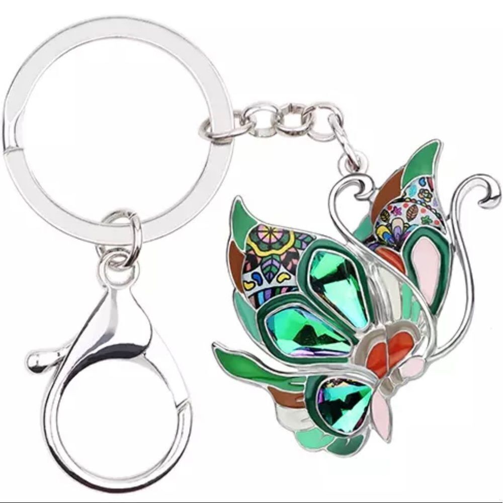 GREEN BUTTERFLY KEYRING - Picture 1 of 2